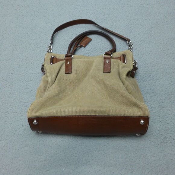 Michael Kors Hamilton Canvas Handbag Tote Purse Leather Handles Strap Lock - Picture 2 of 12